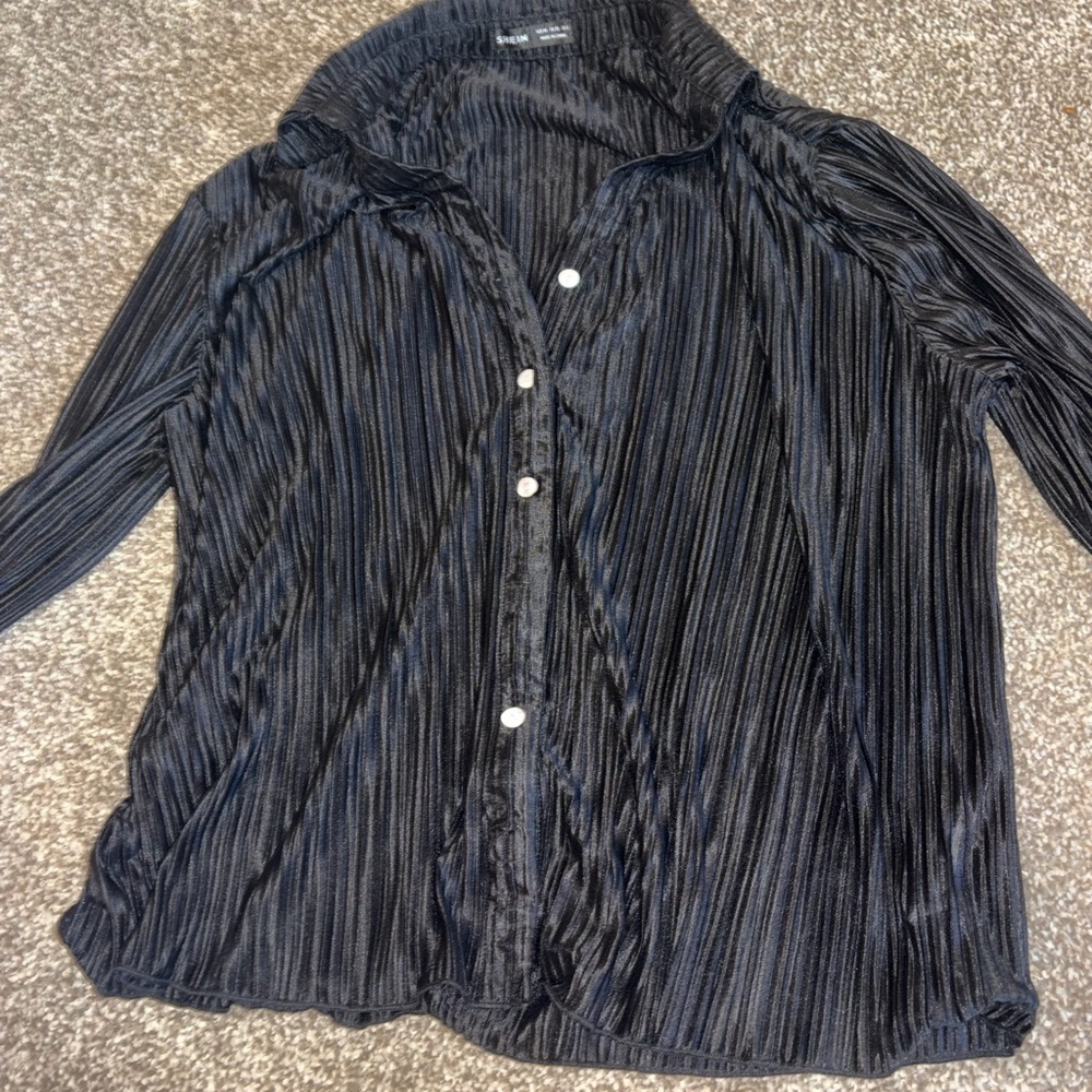 SHEIN Black Button Down Shirt